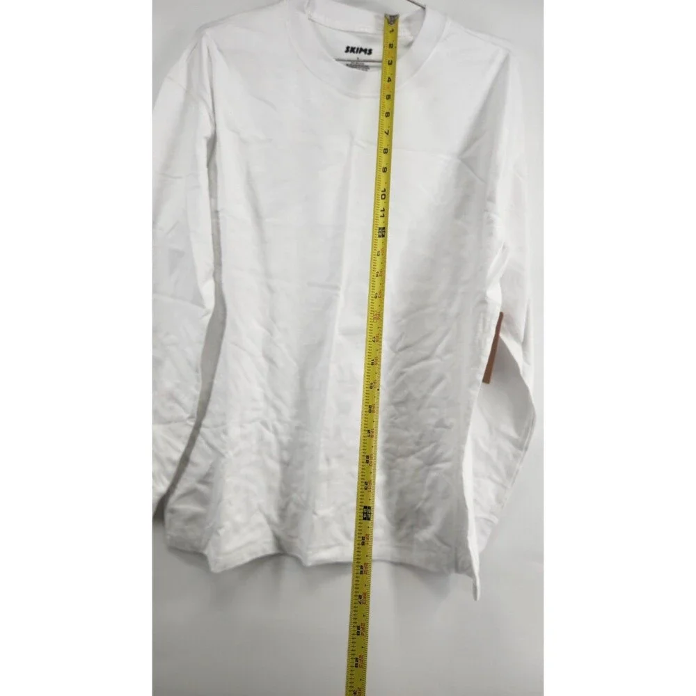 SKIMS‎ Men's Small White Chalk Heavyweight Cotton Long Sleeve T-Shirt NWT